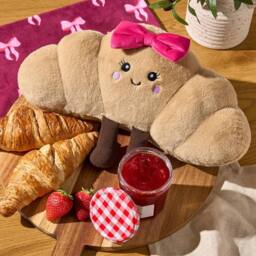 OHS Sweetie Pie Croissant Filled Novelty Scatter Cushion Fleece Toy Gift in Pink - thumbnail 2