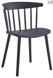 Nordlys Set of 4 Indoor Outdoor Chairs in Black - thumbnail 1