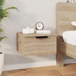 Berkfield Home Wall-mounted Bedside Cabinet Sonoma Oak 34x30x20 cm in Brown - Size: 34 x 30 x 20 cm - thumbnail 1