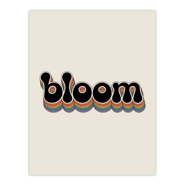 "Artery8 Bloom Colourful Retro Rainbow Font Typography Wall Art Print in Beige - Size: W12"" x H16""" - image 1