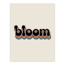"Artery8 Bloom Colourful Retro Rainbow Font Typography Wall Art Print in Beige - Size: W12"" x H16""" - thumbnail 1