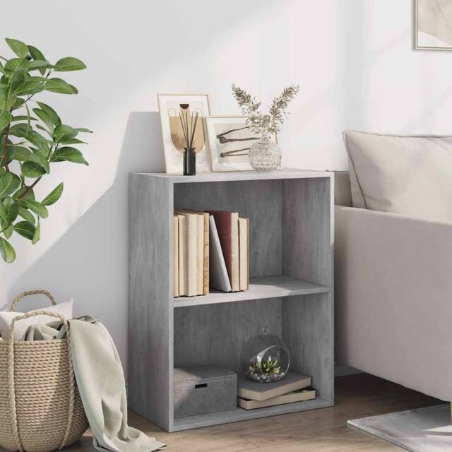 Berkfield Home Classic 2-Tier Book Cabinet Concrete Grey 60x30x76.5 cm Engineere - image 1
