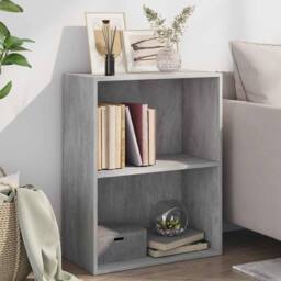 Berkfield Home Classic 2-Tier Book Cabinet Concrete Grey 60x30x76.5 cm Engineere - thumbnail 2