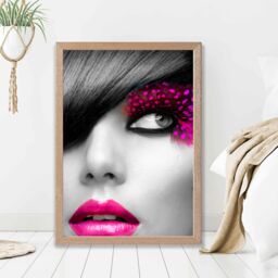 ARTZE Girl with Pink Lips Fashion Photo Framed Print SIZE: A4 with Oak Frame in Black - thumbnail 2