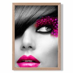 ARTZE Girl with Pink Lips Fashion Photo Framed Print SIZE: A4 with Oak Frame in Black - thumbnail 1