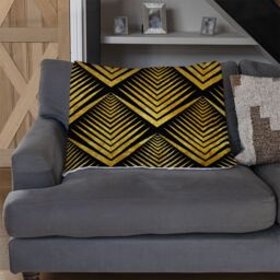 Benjamin Tate Design Golden Geometric Flower Pattern Blanket in Natural - Size: 120 cm x 150 cm - thumbnail 2