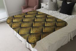 Benjamin Tate Design Golden Geometric Flower Pattern Blanket in Natural - Size: 120 cm x 150 cm - thumbnail 3