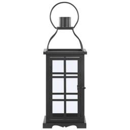 Wyld and Coco Black Iron Lantern 42cm Glass Door Pillar Candle Holder - thumbnail 5