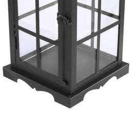 Wyld and Coco Black Iron Lantern 42cm Glass Door Pillar Candle Holder - thumbnail 7