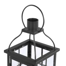 Wyld and Coco Black Iron Lantern 42cm Glass Door Pillar Candle Holder - thumbnail 6