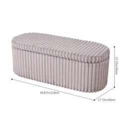 KORVIXA Corduroy Storage Bench Ottoman in Pink - Size: 100 cm - thumbnail 2