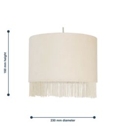 First Choice Lighting Fringed - Off-White 23cm Fringed Velvet Pendant Shade - thumbnail 6