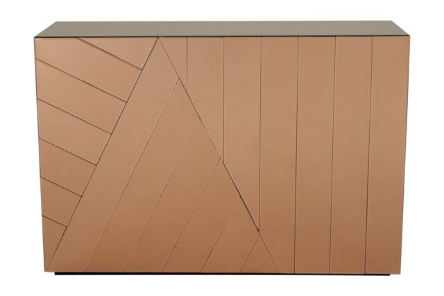 Orsina Copper-gold Finished Console, Mirrored Cabinet With Symmetrical Glass Motifs, Metallic Chest, Hallway Console in Brown - image 1
