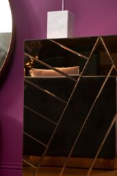 Orsina Copper-gold Finished Console, Mirrored Cabinet With Symmetrical Glass Motifs, Metallic Chest, Hallway Console in Brown - thumbnail 2