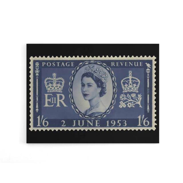 "Artery8 Queen Elizabeth II Of England Canvas Wall Art Print in Blue - Size: W18"" x H24""" - image 1
