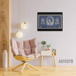 "Artery8 Queen Elizabeth II Of England Canvas Wall Art Print in Blue - Size: W18"" x H24""" - thumbnail 3
