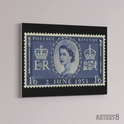 "Artery8 Queen Elizabeth II Of England Canvas Wall Art Print in Blue - Size: W18"" x H24""" - thumbnail 2