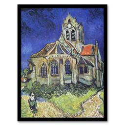 Artery8 The Church at Auvers Oil Painting Van Gogh Framed Wall Art Print in Blue - Size: A4 - thumbnail 1