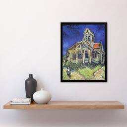 Artery8 The Church at Auvers Oil Painting Van Gogh Framed Wall Art Print in Blue - Size: A4 - thumbnail 4