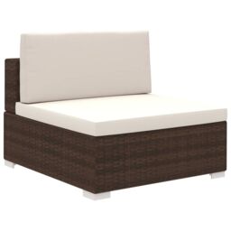 Berkfield Home 8 Piece Garden Lounge Set with Cushions Poly Rattan Brown - thumbnail 4