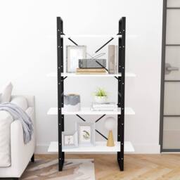 Berkfield Home 4-Tier Book Cabinet White 80x30x140 cm Engineered Wood - Size: 80 x 30 x 140 cm - thumbnail 3