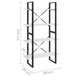 Berkfield Home 4-Tier Book Cabinet White 80x30x140 cm Engineered Wood - Size: 80 x 30 x 140 cm - thumbnail 7