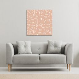 Benjamin Tate Design line drawing abstract faces (Canvas Print) / 90 x 90 x 4cm in Natural - Size: 90 x 90 x 4 cm - thumbnail 1