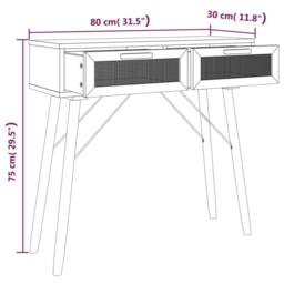 Berkfield Home Decorative Console Table Brown 80x30x75 cm Solid Wood Pine&Natura in Light Tan - Size: 80 x 30 x 75 cm - thumbnail 7