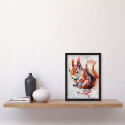 Artery8 Red Squirrel Painting Cute Woodland Animal Nature Framed Art Print in Brown - Size: A4 - thumbnail 4