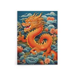 "Artery8 Traditional Chinese Dragon Fantasy Canvas Wall Art Print in Red - Size: W18"" x H24""" - thumbnail 1