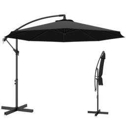 OUTSUNNY 3(m) Banana Parasol Cantilever Umbrella Garden in Black - Size: 3m x 3m - thumbnail 2