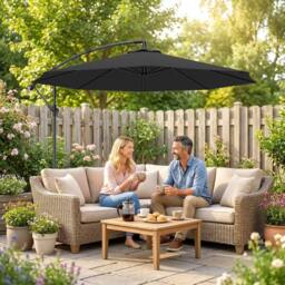 OUTSUNNY 3(m) Banana Parasol Cantilever Umbrella Garden in Black - Size: 3m x 3m - thumbnail 7