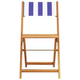 Berkfield Home 3 Piece Bistro Set Blue & White Fabric & Solid Wood - thumbnail 4