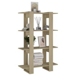 Berkfield Home Book Cabinet/Room Divider Sonoma Oak 80x30x123.5 cm in Brown - thumbnail 4