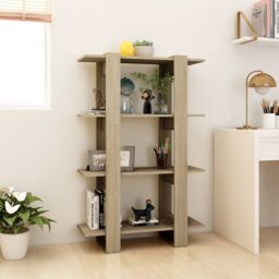 Berkfield Home Book Cabinet/Room Divider Sonoma Oak 80x30x123.5 cm in Brown - thumbnail 3