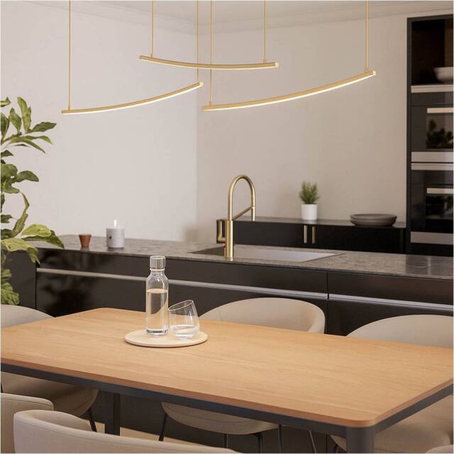 Loops Elegant Matte Brass LED Pendant Ceiling Light for Modern Interiors in Amber - image 1