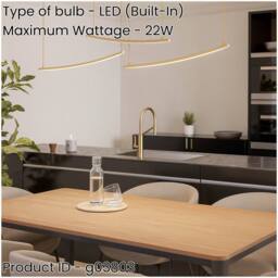 Loops Elegant Matte Brass LED Pendant Ceiling Light for Modern Interiors in Amber - thumbnail 2