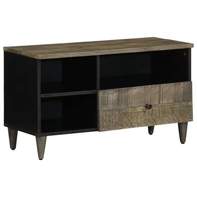 Berkfield Home TV Cabinet Black 80x33x46 cm Solid Wood Mango in Brown - Size: 80 x 33 x 46 cm - image 1