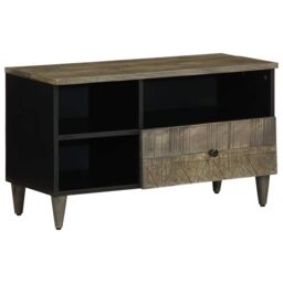 Berkfield Home TV Cabinet Black 80x33x46 cm Solid Wood Mango in Brown - Size: 80 x 33 x 46 cm - thumbnail 1