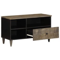 Berkfield Home TV Cabinet Black 80x33x46 cm Solid Wood Mango in Brown - Size: 80 x 33 x 46 cm - thumbnail 2