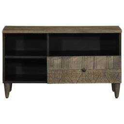 Berkfield Home TV Cabinet Black 80x33x46 cm Solid Wood Mango in Brown - Size: 80 x 33 x 46 cm - thumbnail 3