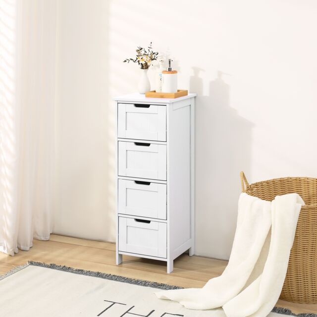 Xample Bathroom Cabinet 4 Drawer Storage Cupboard Free Standing Unit Living Room in White - image 1