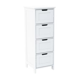Xample Bathroom Cabinet 4 Drawer Storage Cupboard Free Standing Unit Living Room in White - thumbnail 4