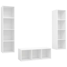 Berkfield Home 3 Piece TV Cabinet Set White Engineered Wood - thumbnail 2