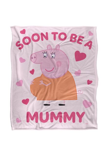 "Hasbro Peppa Pig Mummy Pig Soon To Be Silky Touch Blanket 50"" x 60"" in White" - image 1