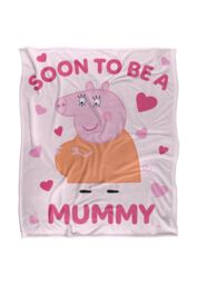 "Hasbro Peppa Pig Mummy Pig Soon To Be Silky Touch Blanket 50"" x 60"" in White" - thumbnail 1