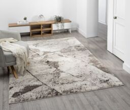 Desire Rugs Eleanor Modern Embossed Living Room Area Rug - Slate Design in Taupe - Size: 80 cm x 150 cm - thumbnail 1