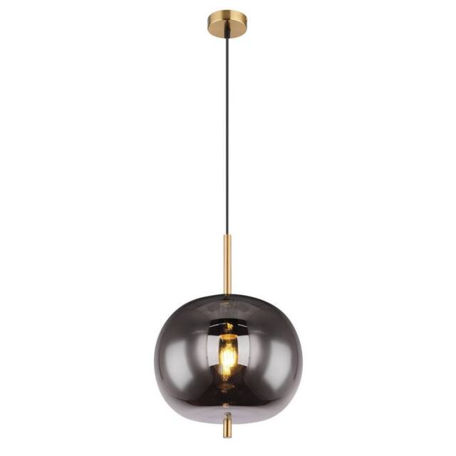 Netlighting Blacky I Globe Pendant Ceiling Light BrassColoured Glass Shade 1x E27 in Gold - image 1