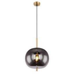Netlighting Blacky I Globe Pendant Ceiling Light BrassColoured Glass Shade 1x E27 in Gold - thumbnail 1