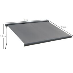 OUTSUNNY lectric Motorised Awning Door Window Shade w/ Cassette Grey - thumbnail 3